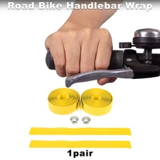 Bike Handlebar Tape Non-Slip Bicycle Handlebar Grip Tape Yellow 1 Pair