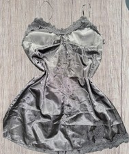 Vintage lace trim padded Babydoll Slip Dress black Size large 