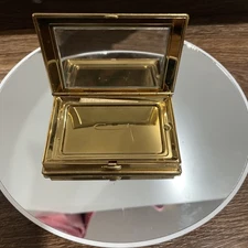 VINTAGE 1950s COTY GOLD TONE FIGURAL BOOK NOVELTY COMPACT MIRROR POWDER CASE
