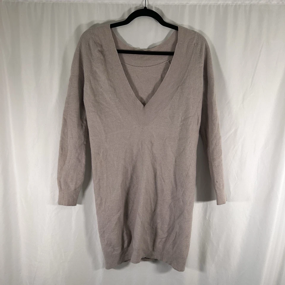 Halston Heritage Sweater Dress Women's Medium Beige Long Sleeve Wool Rabbit Hair - Image 4 of 4