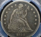 1846 SEATED LIBERTY "NO MOTTO" DOLLAR PCGS VERY CHOICE VF 35 EXCELLENT ORIGINAL