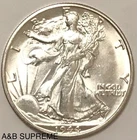 1945 S Walking Liberty Half Dollar From OBW Roll Brilliant Bu Unc 90% Silver