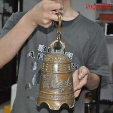 China Buddhism temple bronze animal dragon statue Bell Chung chimes clock