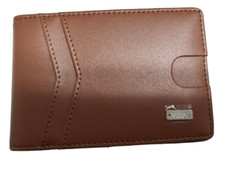 Men Bifold Brown Faux Leather Slim Credit Card ID Holder Money Clip Wallet