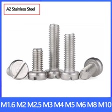A2 Stainless Slotted Machine Screws Metric Pan Head Bolts Screws DIN85 M1.6-M10