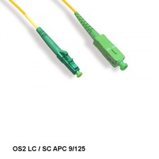 Kentek 3' LC/SC APC OS2 9 /125 Simplex Single-Mode Fiber Optic Cable OFNR
