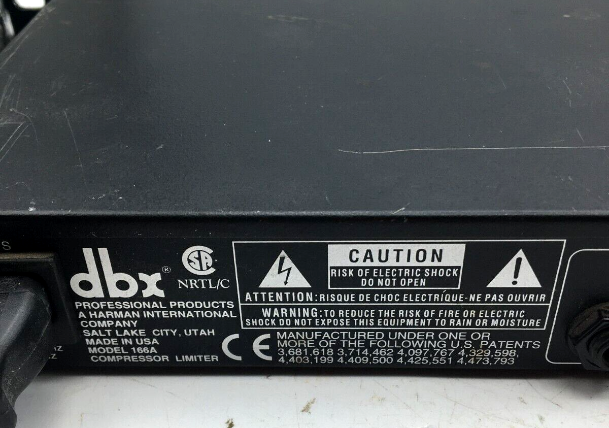 dbx 166A Compressor Limiter Expander Gate 2 Channels Rack