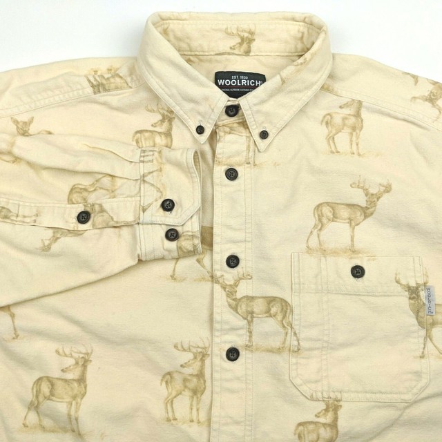 Woolrich Mens XL Deer Elk Hunting Button Up Shirt Flannel Long Sleeve