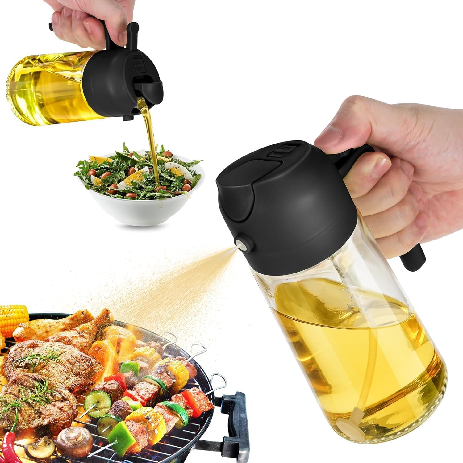 16Oz Olive Oil Dispenser Bottle for Kitchen - 2 in 1 Oil Dispenser