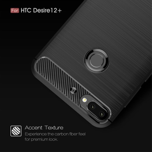 HTC Desire 12 Plus Case Carbon Fiber Optyka Szczotkowane etui ochronne Cover Czarne - Zdjęcie 6 z 8