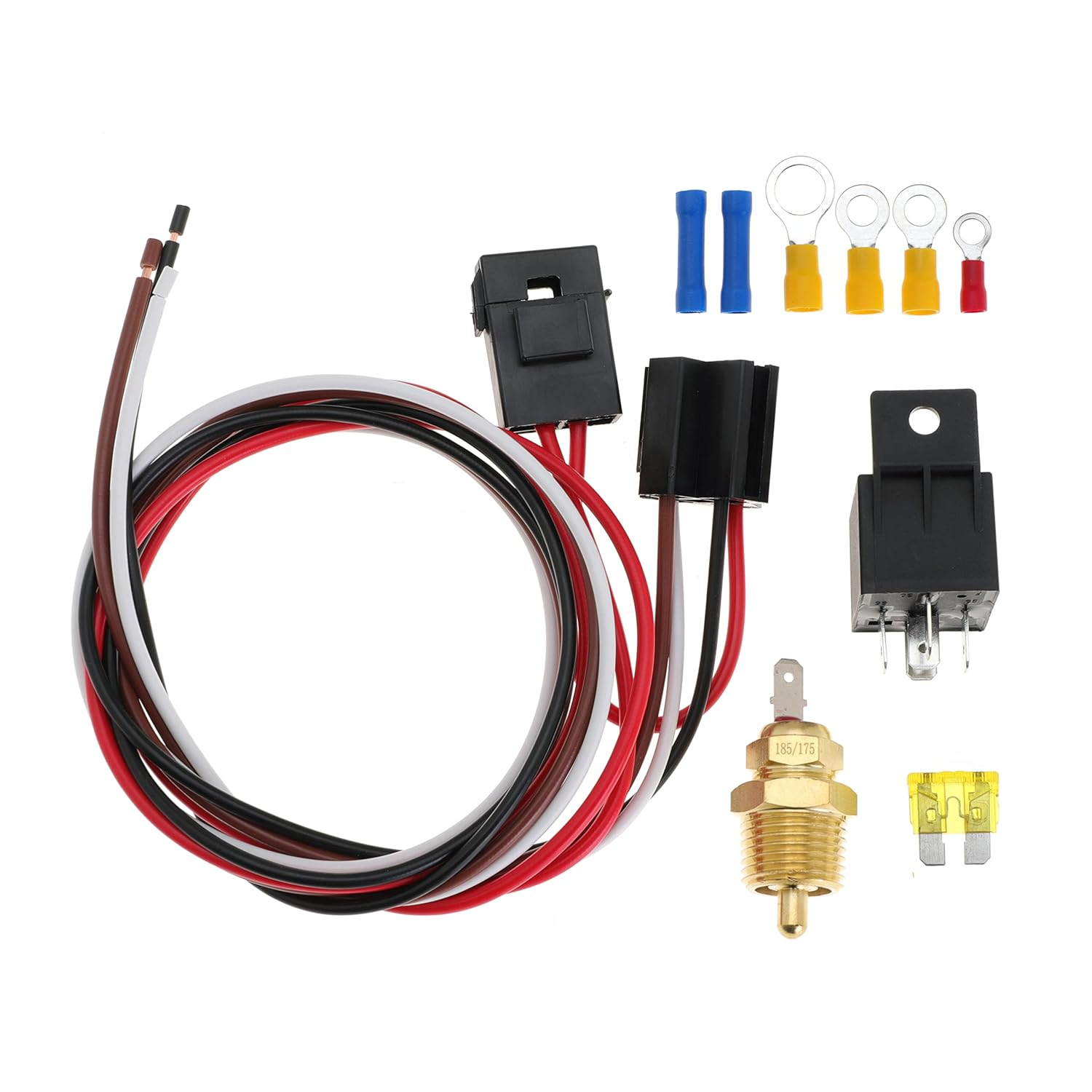Electric Fan Wiring Kit Waterproof Relay Temperature Sensor Switch Kit Electric-image