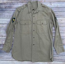 Vintage US Army Shirt Cotton Khaki Tan Please Read 