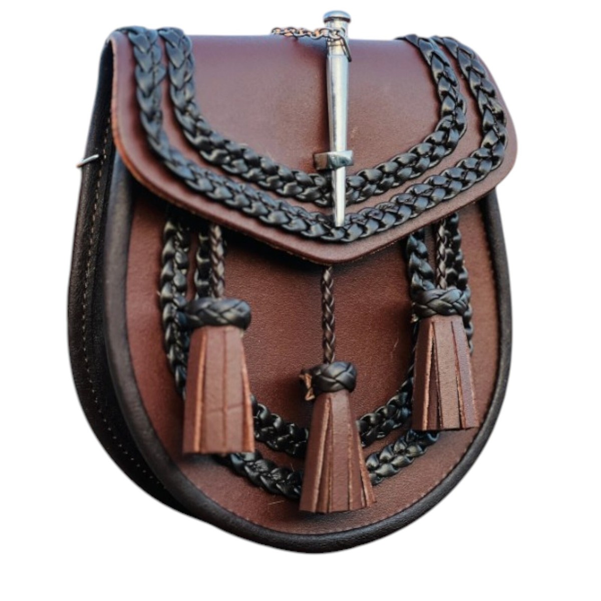 Men's Brown Kilt Sporran Scottish Vintage Traditional Pin Lock