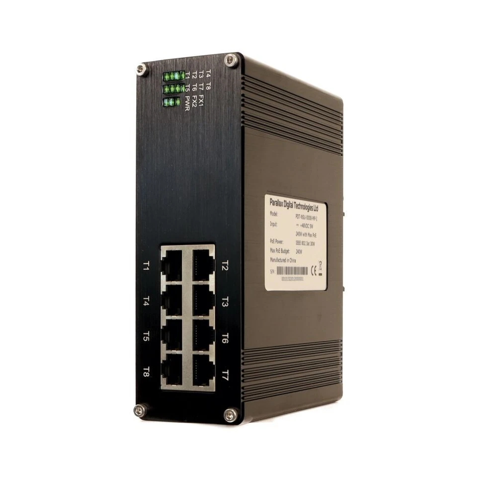 8 Port 10/100 BASE-T PoE Unmanaged Industrial Switch 48VDC - Image 3 of 4