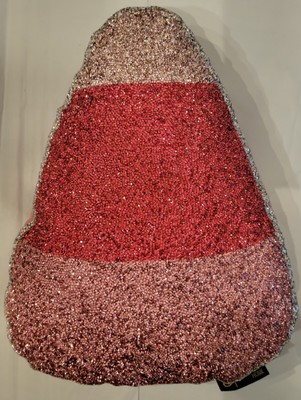 Sparkles Home PINK Rhinestone Halloween Candy Corn Pillow Tik tok Beaded 2023