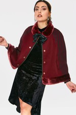 Steampunk Cape Burgundy Goth Punk Emo Alternative Cosplay Victorian Costume