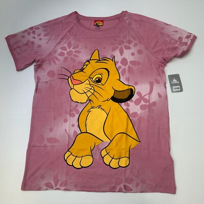 Simba Shirt Women Large Pink Floral The Lion King Art All Over Disney Party Ne