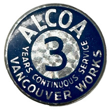 ALCOA Vancouver WA 3 Year Employee Service Pin 1.75" Celluloid Pinback Button