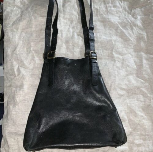 pre-loved auth MAISON MARTIN MARGIELA black lambskin leather TOTE bucket BAG - Picture 11 of 15