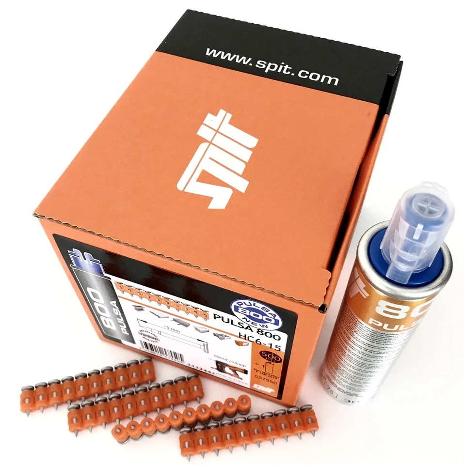 ITW SPIT Pulsa 800 P E Nails & Gas 15mm - 40mm You Choose Hard Concrete Steel Flush Fix