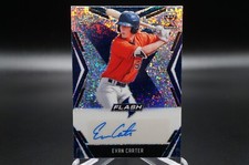EVAN CARTER 2020 Leaf Flash Blue AUTO Card #'d 3/50 Texas Rangers Rookie RARE