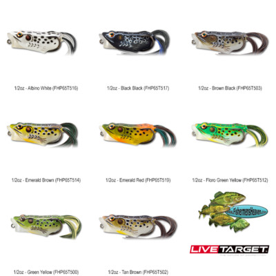 Live Target Frog - Popper Hollow Body (FHP65T) Any 8 Colors 1/2oz Topwater Lure
