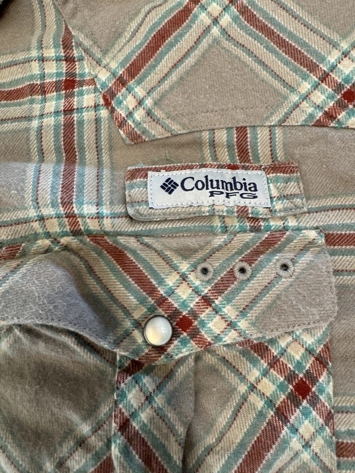 Camisa a Cuadros Columbia Sportswear PFG Perla Broches Ventilados Manga Larga Franela 2XL Foto 2 de 4
