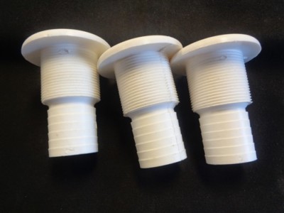 THRU HULL WHITE PLASTIC 3 1/4'' X 1 1/2'' SET OF (3) MARINE BOAT