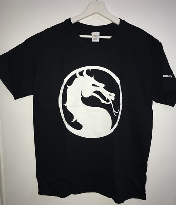 H75  Herren T-Shirt Mortal Kombat X Shirt Logoprint Fanshirt schwarz weiß Gr. L
