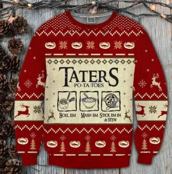 Taters Potatoes Ugly Christmas Sweater LOTR Fans Sweater Ugly