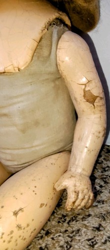 Antique Composition Doll Green Sleepy Eyes Fabric Abdomen Crier 20" - Picture 16 of 24
