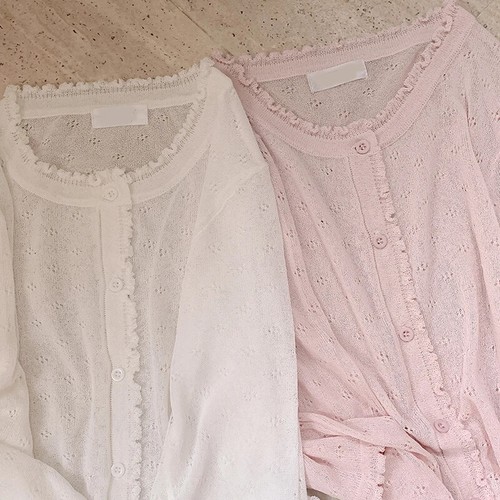 Lindo cárdigan tejido para mujer verano ahuecado suéter delgado para ropa de niña dulce - Imagen 14 de 18