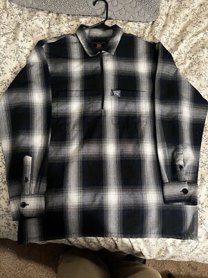 FB COUNTY MENS 1/2 HALF ZIP UP LONG SLEEVES CHECKER SHIRT CASUAL FLANNEL SHIRTS