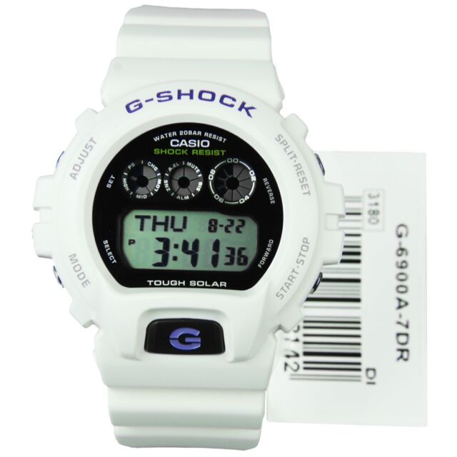 Casio G-Shock G-6900A-7 Tough Solar White Resin Digital Mens Watch G