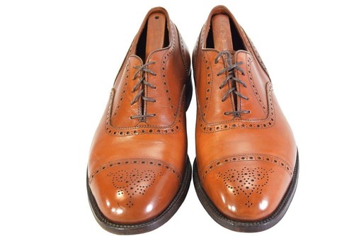 Alden Medallion Tip Bal Burnished Tan Calfskin Shoes 11.5 US 45.5 EU 10.5 UK B/D - Picture 2 of 10
