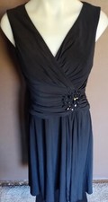 Jessica Howard Black Sleeveless V-Neck Party Dress Rose Accents 12