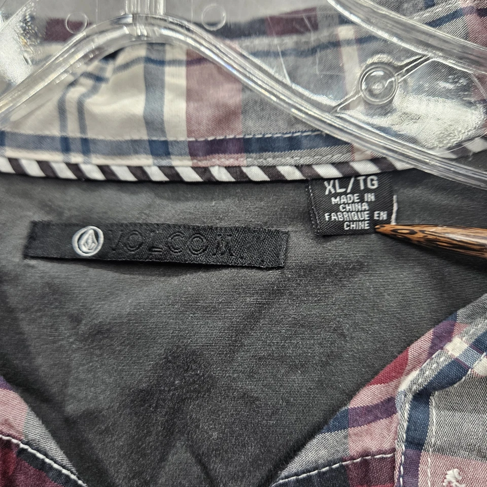 Volcom Men's XL Multicolor Plaid Button Down Shirt - Image 2 of 4