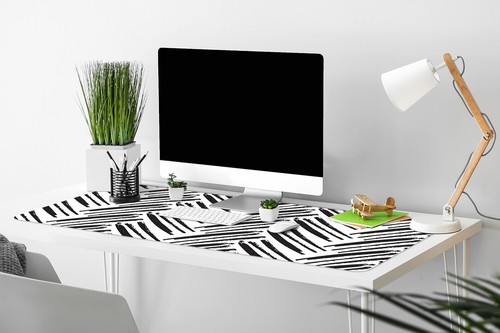 Desk Mat Top Large Pad Protector Home Keyboard 90x45 Herringbone pattern - Afbeelding 4 van 4