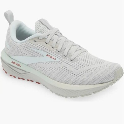 New $100 Revel 6 Oyster Gray Mushroom Alloy Blue Running Sneaker Shoes Women 9 B