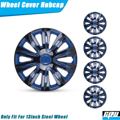 #ad 13#x27;#x27; Hubcap Black amp; Blue Lacquer 13quot; Snap On Wheel Cover Kit 13#x27;#x27; Wheel Guards $44.99
