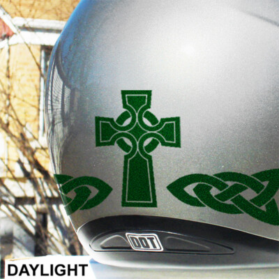 Reflective Celtic Cross Sticker Decals - 3 Piece Set For Bike Helmets & Safety 10 thumbnail image