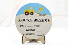 Construction Truck baby announcement sign  Personalized birth stat sign