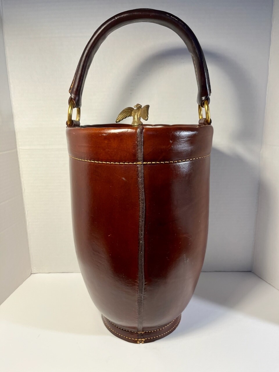 Vintage Loyal Papeete Leather Ice Bucket Reproduction of Fire Bucket 18" tall