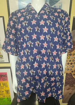 VTG 2001 Popeye Allover Print Button Up Casual Shirt XL Strong To