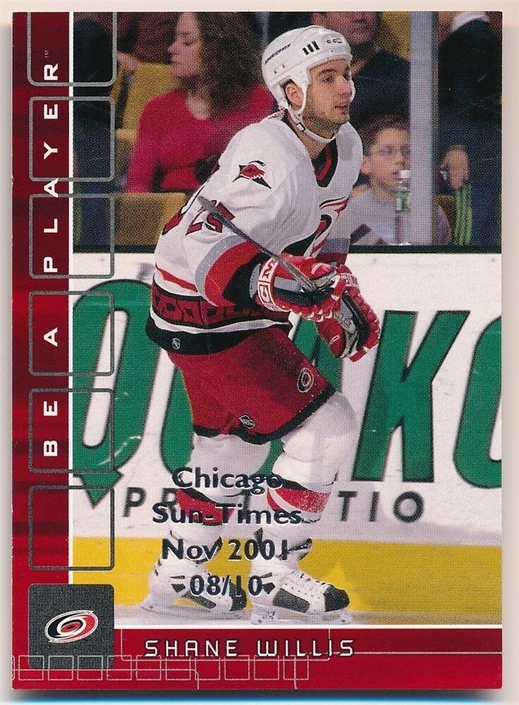 SHANE WILLIS 2001/02 BAP MEMORABILIA RUBY CHICAGO SUN TIMES EMBOSSED SP #8/10 C6