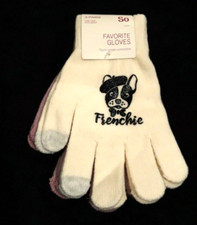 Frenchie Gloves French Bulldog SO Favorite Gloves 3 Pair Set One Size Fits Most