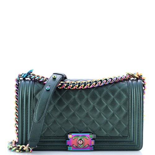 Chanel Boy Flap Bag Quilted Iridescent Goatskin Old Medium eBay