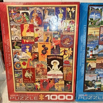 EuroGraphics Lighthouses Vintage Ads 1000-Piece Puzzle - Small Box Edition