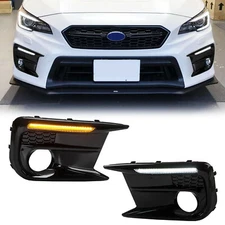 LED DRL Fog Lights Bezel Cover Kit For Subaru WRX/STI 2018-2021 White/Amber