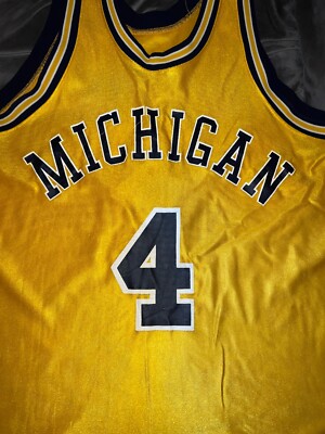 CHRIS WEBBER DeLong MICHIGAN WOLVERINES Vintage Yellow Jersey 46